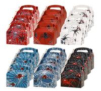 24 PCS Spider Theme Paper Gift Boxes(6 Styles), Halloween Party Favors Box for Goodie Candy Snack Gifts Wrap Trick or Treat Frieds Birthday Halloween Party Supplies Decorations Spider Web Bags