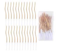 24 Pcs Spiral Cake Candles, Twist Slim Long Birthday Cake Candles with Stand Party Cupcake Decoration for Birthday Wedding Anniversary Party (Champagne Gold)