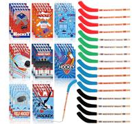 24 Pcs Sports Mini Notepads and 24 Pcs Hockey Ballpoint Pen Hockey Party Favors for Kids Spiral Hockey Note Pads Notebook Cute Cartoon Retractable Ball Pen for Student Teacher Office School Reward