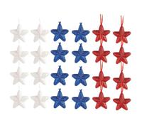 24 Pcs Star Hanging Ornaments Set,Independence Day Stars Shaped Mini Tree Ornament Outdoor For Fourth July De Indoor