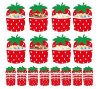24 Pcs Strawberry Paper Cups 8oz Disposable Fruit Cups for Strawberry Themed Party Serving Snacks Treats Appetizers