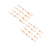 24 Pcs Striped Artificial Nails French Tip Press On Glittering False Autumn Winter Stick On