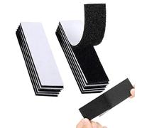 24 PCS Strips, 140 * 100mm Hook Loop Strips Tape, Heavy Duty Strong Reusable Wall Fastener, Applicable to Anti-Slip Rugs, Carpets, DIY & Home Organization，Double-Sided Strip Tape (Black)