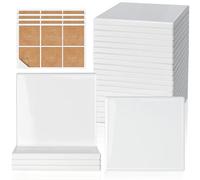 24 PCS Sublimation Coasters Glossy Glazed Ceramic Tiles with Cork Backings | 4 Inch White Blanks Creative Hobbies Ready to Paint Ceramics for Alcohol Ink, Acrylic Pouring, Painting, Decoupage, Square