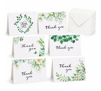 24 Pcs Thank You Cards, Envelopes and Stickers 6 Designs Floral Greenery | Thank You Cards for Parties Weddings Birthdays Various Festivals Graduations Friends Family