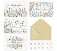 24 Pcs Thank You Cards, Thank You Cards Multipack with Envelopes and Stickers for Teachers, Graduation, Wedding, Family, Birthday, Business