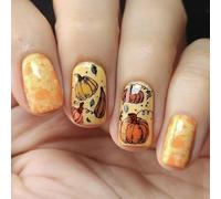 24 Pcs Thanksgiving Artificial Nails Pumpkins False Nails Fall Full Covers Stick On Nails Short Square Press On Nails