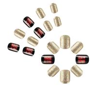 24 Pcs Thanksgiving Press On Nails Autumn Artificial Nails Leaves Full Covers Stick On Nails Short Square False Nails