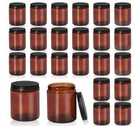 24 Pcs Thick Glass Candle Jars for Making Candles 7 OZ Empty Amber Candle Making Jars with Lids Bulk Candle Containers with Labels - Dishwasher Safe
