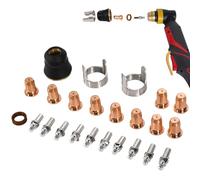 24 PCS Tip Electrode Kit for IPT40 CUT55 CUT65, Plasma Cutter Consumables Electrode Nozzle Kit, Includes Red Copper Nozzles, Electrodes, Brackets, Swirl Baffle, Cover