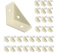 24 Pcs Triangle Support, Shelf Brackets, Heavy Duty Triangular Bracket Fastener, Cold Rolled Steel Braces, for Desk Bed Edge(Beige)