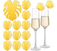 24 Pcs Tropical Palm Leaf Drink Tags Acrylic Wine Glass Charms Hawaiian Monstera Leaf Shaped Wine Markers for Summer Tropical Hawaiian Luau Wedding Birthday Party Drink Supplies