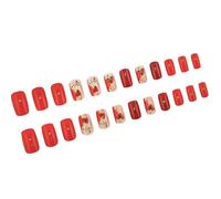 24 Pcs Valentine Nye Square Press Nails Elegant Heart Design Paste On Your Nails, Sweet And Romantic Occasions