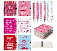 24 PCS Valentines Appreciation Gifts for Employees Mini Valentine's Day Notepads and Ballpoint Pens Valentine's Day Gift Office Coworker Teacher Nurse Exchange School Goodie Bag Stuffers Filler