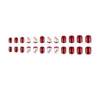 24 Pcs Valentines Day False Nails Short Press On Nails Heart Acrylic French Tip Full Covers Stick On