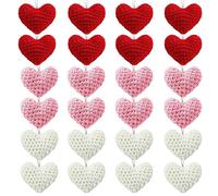 24 Pcs Valentine's Day Heart Ornaments Knitted Crochet Heart Shaped Hanging Baubles Handmade Valentine's Day Heart Hanging Decorations for Tree Outdoor Wedding Party Home Decor Valentine Gift