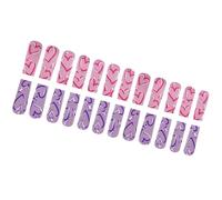 24 Pcs Valentines Day Press On Nails Festival False Nails Heart Artificial Nails Long Coffin Full Covers Stick On Nails