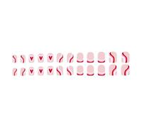 24 Pcs Valentines Day Press On Nails French Tip False Glossy Heart Acrylic Short Square Stick On