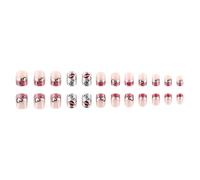 24 Pcs Valentines Day Press On Nails French Tip False Nails Short Full Covers Stick On Nails Heart Lip Acrylic Nails