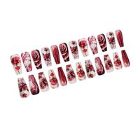 24 PCS Valentine's Day Pressed Claws Flower Wrong Glossy Acrylic Media Ballerina Stick