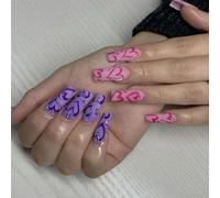 24 Pcs Valentines Day Stick On Nails Festival Press On Nails Heart Full Covers False Nails Manicures Supplies For Winter