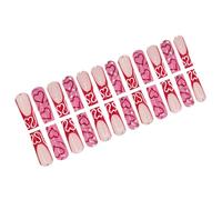 24 Pcs Valentines Day Stick On Nails French Tip False Gradients Heart Press On Manicures Supplies