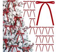 24 Pcs Velvet Christmas Bows, 5 x 7 Inch Christmas Wreath Bow Rustic Vintage Gift Velvet Bow Xmas Tree Ribbon Bow-Knot Ornament for Xmas Tree Wreath Garland Home Decorations (Red)