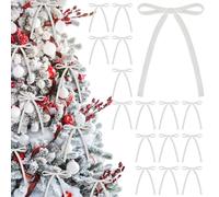 24 Pcs Velvet Christmas Bows, 5 x 7 Inch Christmas Wreath Bow Rustic Vintage Gift Velvet Bow Xmas Tree Ribbon Bow-Knot Ornament for Xmas Tree Wreath Garland Home Decorations (White)