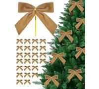 24 Pcs Velvet Ribbon Bows Decorations,Khaki Christmas Ornaments for Tree Home Thanksgiving Party Front Door Wreath Holiday Decor