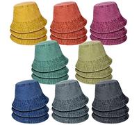 24 Pcs Washed Cotton Bucket Hats Bulk Packable Fishing Hat Summer Outdoor Travel Beach Sun Hat for Teen Men Women, Vintage Plain Colors Multicolored, Multicolored