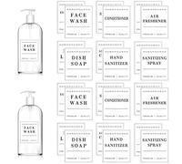 24 PCS Waterproof Labels for Bottles, Bathroom Hand Soap Shampoo and Conditioner Dispenser Label Stickers, Removable Labels for Soap, Lotion, Shampoo and Conditioner Bottles (White)