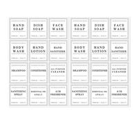 24 Pcs Waterproof Soap & Lotion Labels - Reusable Stickers for Shampoo, Conditioner, Hand Soap, Travel Bottles (White)
