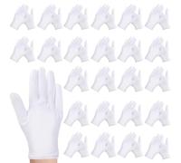 24 Pcs White Cotton Gloves, X-Large Thickened Soft Large Cotton Gloves for Coin Jewelry Silver Inspection Guard, Moisturising Dry Hand Stretchable, Work Glove Adapt for Handling Wedding Dress