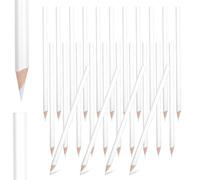 24 Pcs White Fabric Pencil for Sewing 7 Inch White Colored Pencils Bulk Water Soluble Marker Tailor Pencil Wipe Quilting Pens Sewing Washable Marking Pen for Dressmaker Wedding Bridal Shower Games