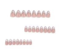 24 Pcs White French Tip Almond Press On Nails Full Covers Acrylic Nails With Elegant Gold Line For Wedding Party Acrylic Nail
