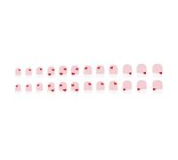 24 Pcs White French Tip Stick On Nails Valentines Day False Heart Artificial Short Square Press On