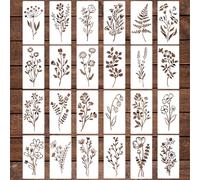 24 Pcs Wildflower Stencils Flower Leaf Painting Stencils, Reusable Flower Stencil for Painting on Wood, Large Floral Templates with Leaf Vine Designs for DIY Crafts Home Decor Furniture Art