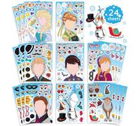 24 PCS Winter Princess DIY Sticker Craft Kit - Make-a-Face Activity with 8 Magical Designs, Birthday Party Favors Supplies for Kids, Stickers for Candy Bags/Scrapbooks/Gift Wrapping