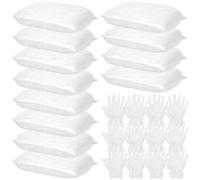 24 Pcs Wood Staining Kit Include Stain Applicator Pads and Disposable Nitrile Gloves, 12 Microfiber Sponge Pads Lint Free with 12 Rubber Gloves for Wood and Oil Based Finishes Dyeing Cleaning, White