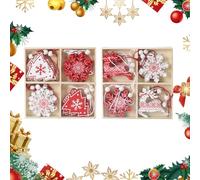 24 Pcs Wooden Christmas Decoration Set - Cute Charms Holiday Hanging Ornaments for Various Occasions