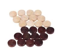 24 Pcs Wooden Draughts Set with Drawstring Bag, Classic Checkers & Backgammon Replacement Pieces, Stackable Natural Wood Tokens for Kids, Adults, Travel, Camping, Family Board Game Fun