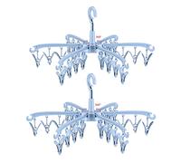 24 Peg Folding Sock Hanging Rotatable Drying Rack Hanger Sock Dryer for Lingerie Clothes Shoe Insoles Underwear Baby Clothes & Hats 2 pcs (blue)