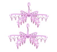 24 Peg Folding Sock Hanging Rotatable Drying Rack Hanger Sock Dryer for Lingerie Clothes Shoe Insoles Underwear Baby Clothes & Hats 2 pcs (pink)