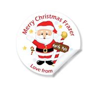 24 Personalised Christmas Stickers Gift Tag Labels Present Delivery from Santa - D1 - Santa