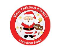 24 Personalised Christmas Stickers Gift Tag Labels Present Delivery from Santa - D2 - Santa Red