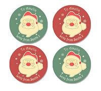 24 Personalised Christmas Stickers Gift Tag Labels Present Delivery from Santa (D4 - Red & Blue)