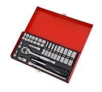 24 PIECE 1/4" DRIVE STANDARD AND DEEP SOCKET SET IN METAL CASE
