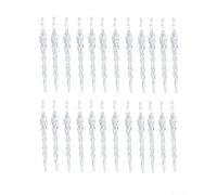 24 Piece Acrylic Icicle Ornaments for Holiday Tree Decoration with Build and Simple Hanging Features (Transparent)