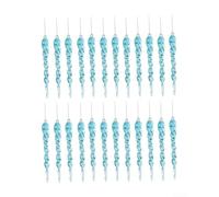 24 Piece Acrylic Icicle Ornaments for Holiday Tree Decoration with Build and Simple Hanging Features (Blue)
