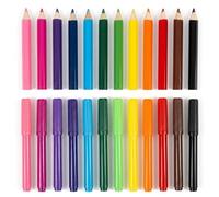 24-Piece Art Set | 12 Fibre Tip Colouring Pens + 12 Half-Size Colour Pencils | Drawing, Sketching & Colouring Set for Art, School Projects & Creative Use | Smooth Ink Pens & Vibrant Colour Pencils